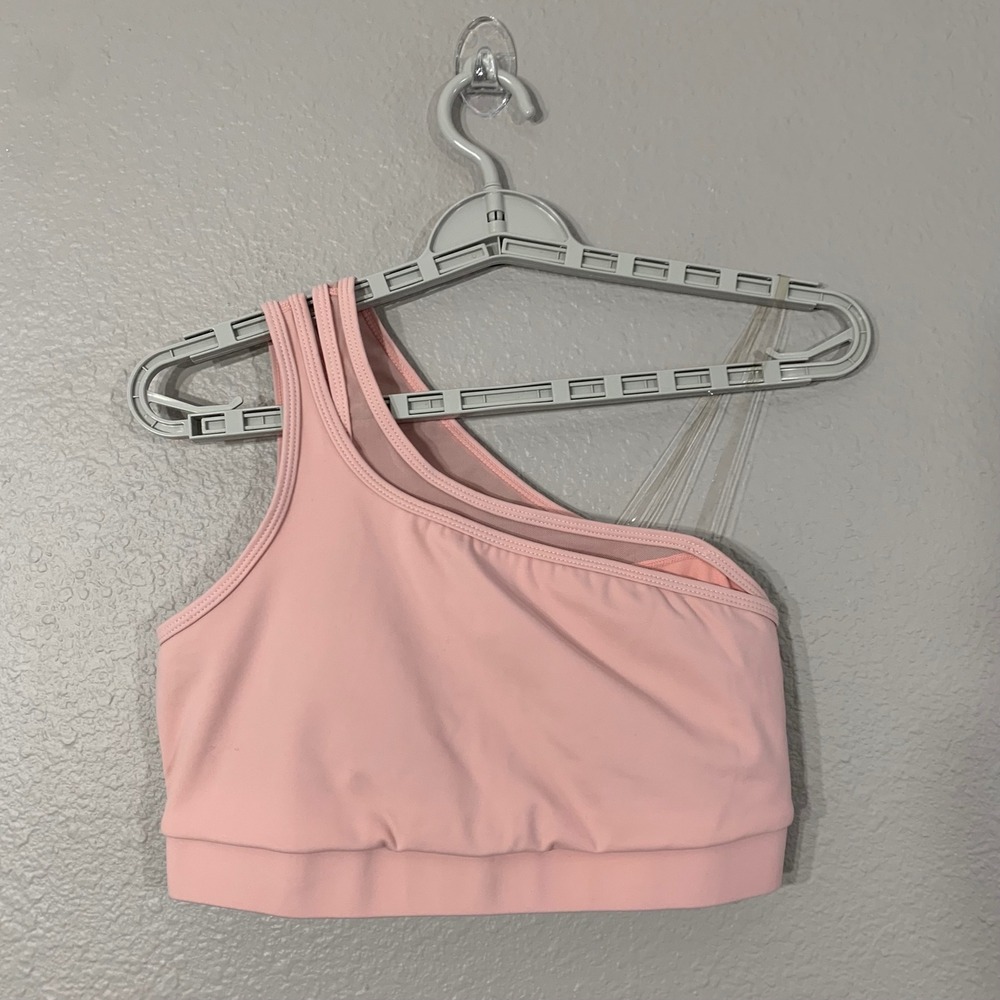 Fashion Nova Sport Size S Pink One Shoulder Mesh Panel Sports Bra SWSS0382B